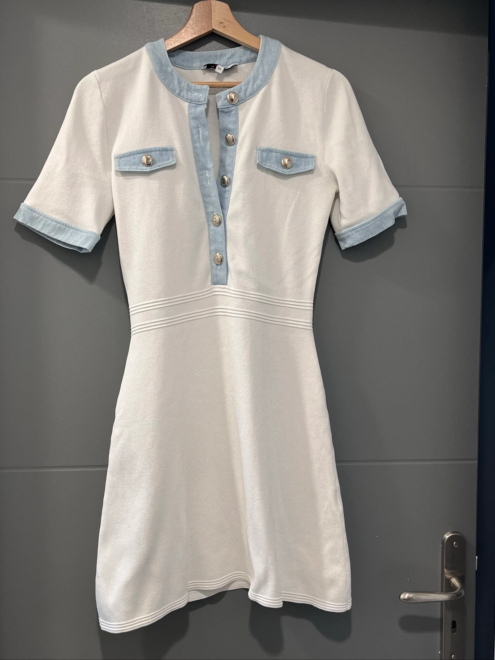 Robe polo blanche et bleu Morgan / 251-RMROME TXS
